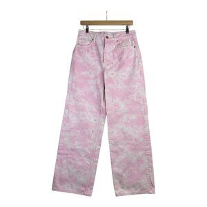 Zara‎ Women's Tie Dye High Rise Wide Leg Pants size 6 Pink